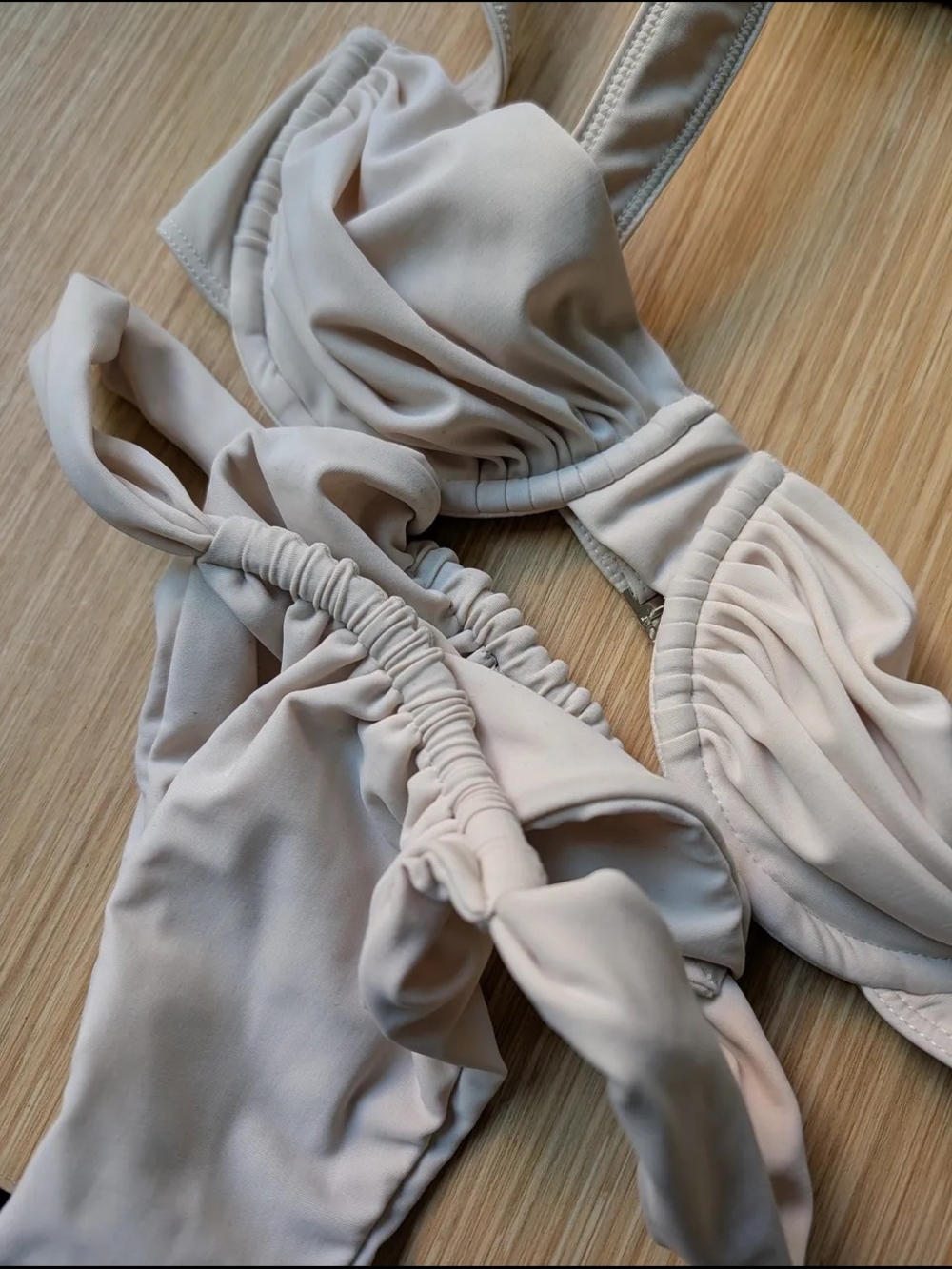 Cream Ruched Balconette Oracle Bikini Set